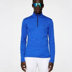 NWT J.Lindeberg Men Destry Zip Mid Layer Blue 1/4 Zip Golf Pullover Size L